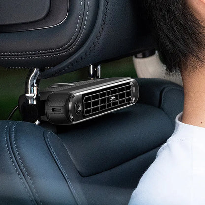 JOYTUTUS Car Seat Fan USB Plug in Dual Turbo High Wind Power Car Interior Rear Pillow Car Fan with Independent Switch & Adjustable Air Outlet for Personalized Comfort