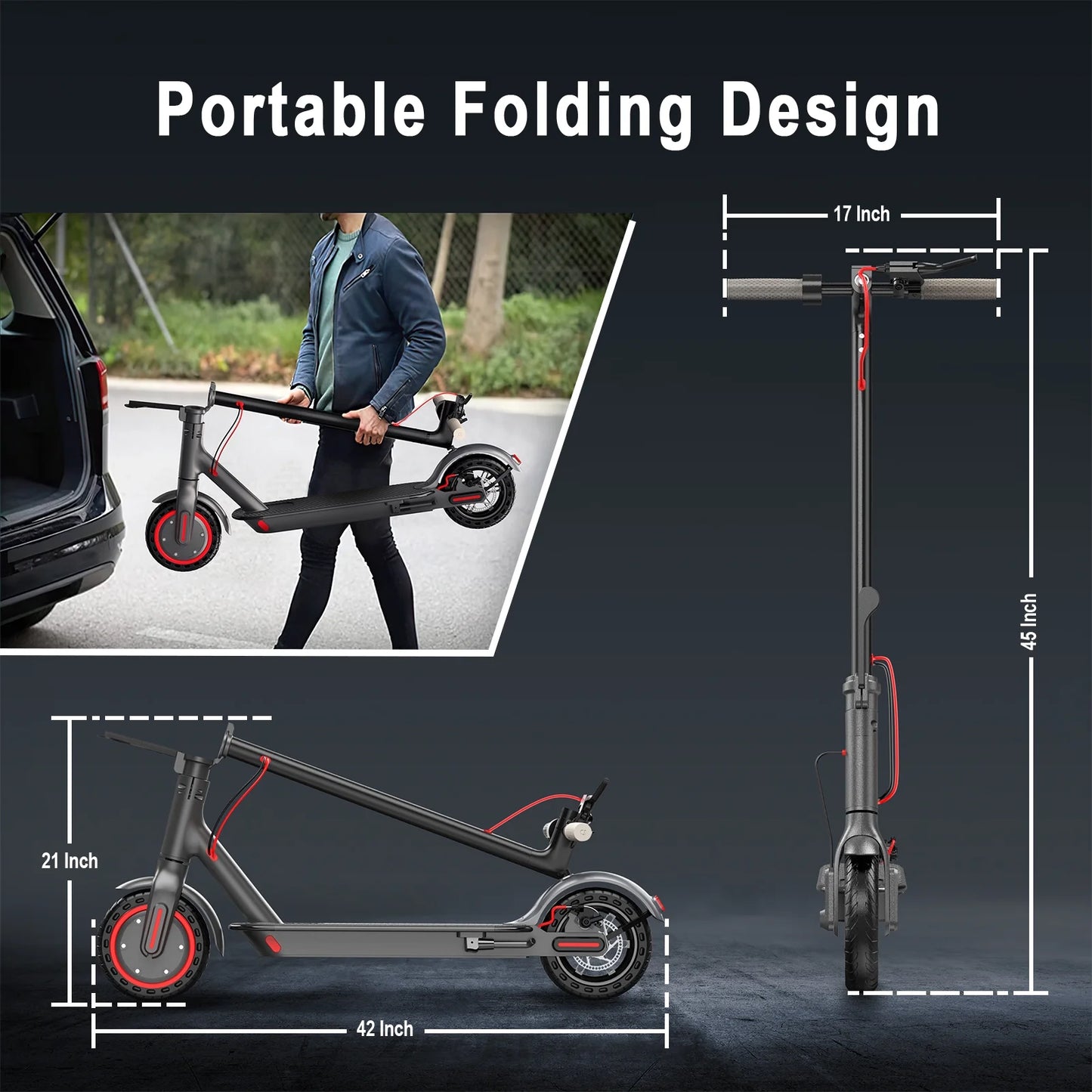 ES80 350W 8.5' Foldable Electric Scooter for Adults, 21 Miles Range UL2272