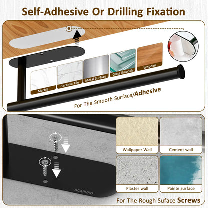 DGAPHRO Paper Towel Holder,Self Adhesive or Drilling Paper Towel Holders under Cabinet,Sus304 Stainless Steel, Space-Saving, Easy Installation for Kitchen, RV & Bathroom-13" Towel Rack for Rolls, Plastic Wrap & More.