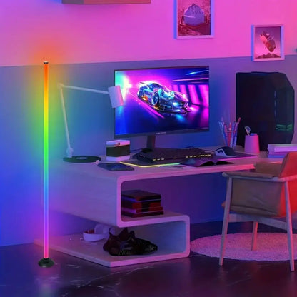 Smart RGB + IC LED Floor Lamp with Remote Control & USB Power Supply, Mobile App Controlled Ambient & Night Light, Wireless Design for Modern Home Decoration, Adjustable RGB Lighting, Christmas Gift, Remote Floor Lamps
