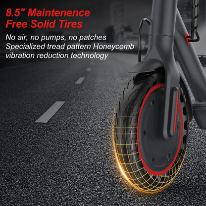 Electric Scooter – 19 MPH Max Speed, , 8.5" Honeycomb Solid Tires, 350W Motor, 12/16/21Miles Range, Foldable Design, Dual Braking System & App Control