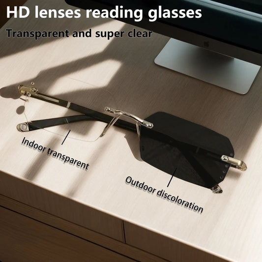 Rimless Reading Glasses, Anti-Uv & Blue Light Blocking Glasses for Mobile Phones and Computers