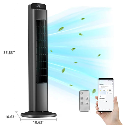 [NOT AC] R.W.FLAME Tower Fan, Oscillation Fan with Remote Control, Standing Fan for Office, 3 Wind Modes, Time Settings, Portable Bladeless Floor Fans for Home with Children/Pets/Elders(36")