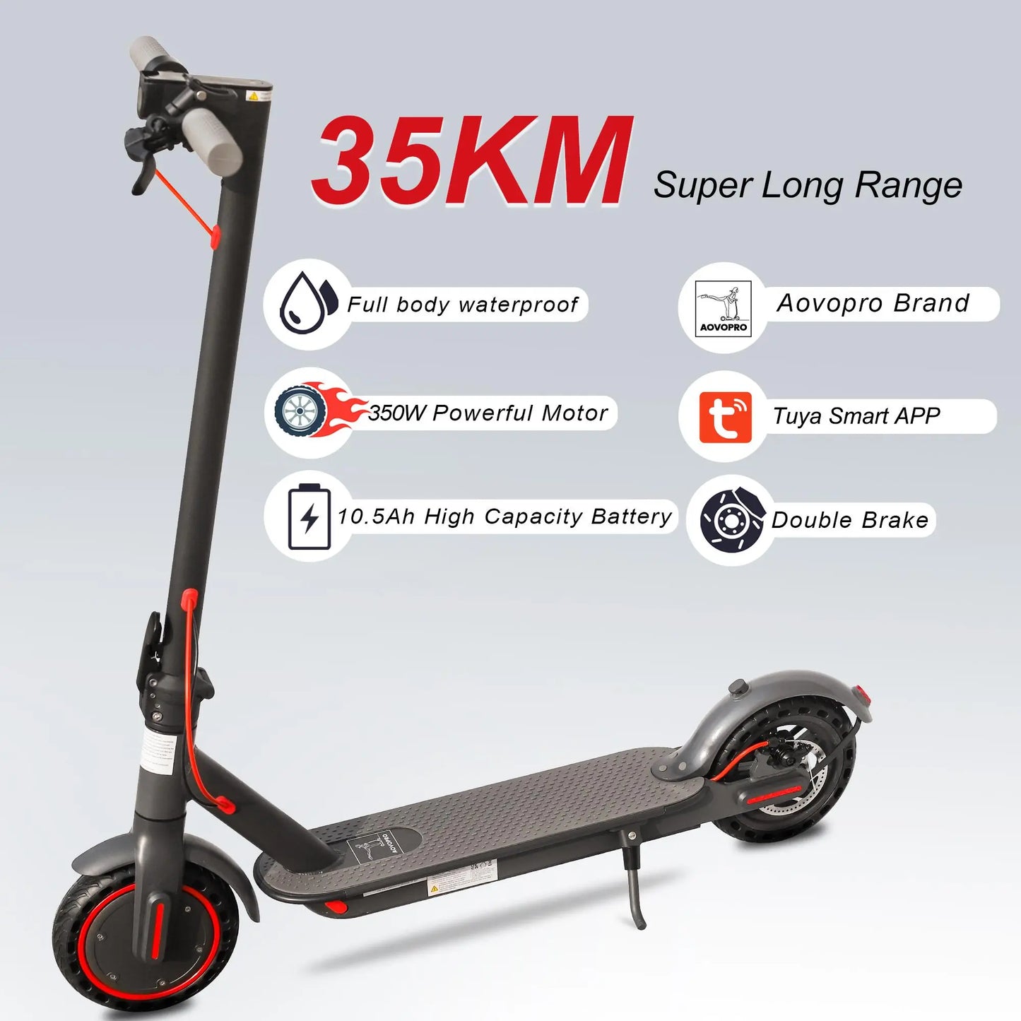Electric Scooter – 19 MPH Max Speed, , 8.5" Honeycomb Solid Tires, 350W Motor, 12/16/21Miles Range, Foldable Design, Dual Braking System & App Control