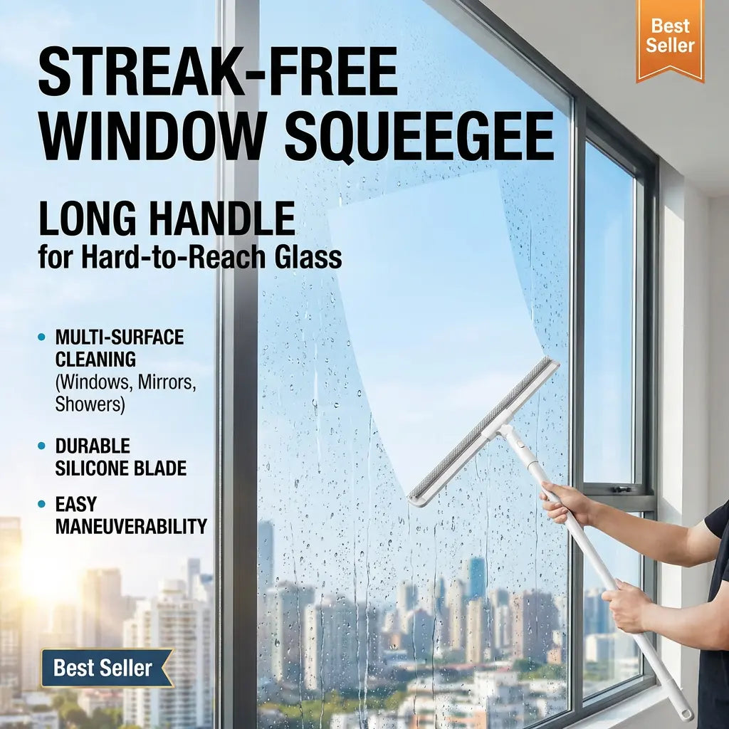 Multifunction Floor Squeegee, High-Density Silicone Magic Broom, Pet Hair Remover for Carpet, Window, Bathroom Kitchen Floor, Streak-Free Water & Dust Sweeper