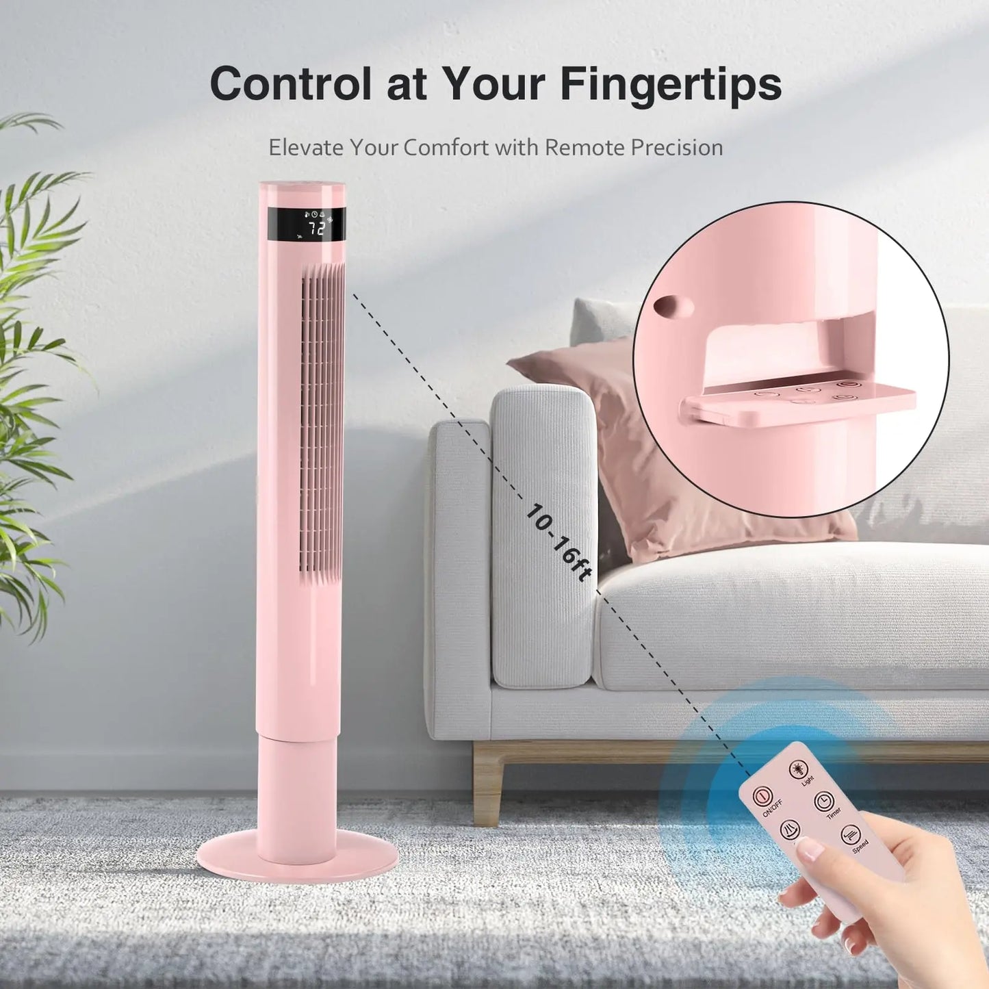 [NOT AC] R.W.FLAME Tower Fan, Oscillation Fan with Remote Control, Standing Fan for Office, 3 Wind Modes, Time Settings, Portable Bladeless Floor Fans for Home with Children/Pets/Elders(36")