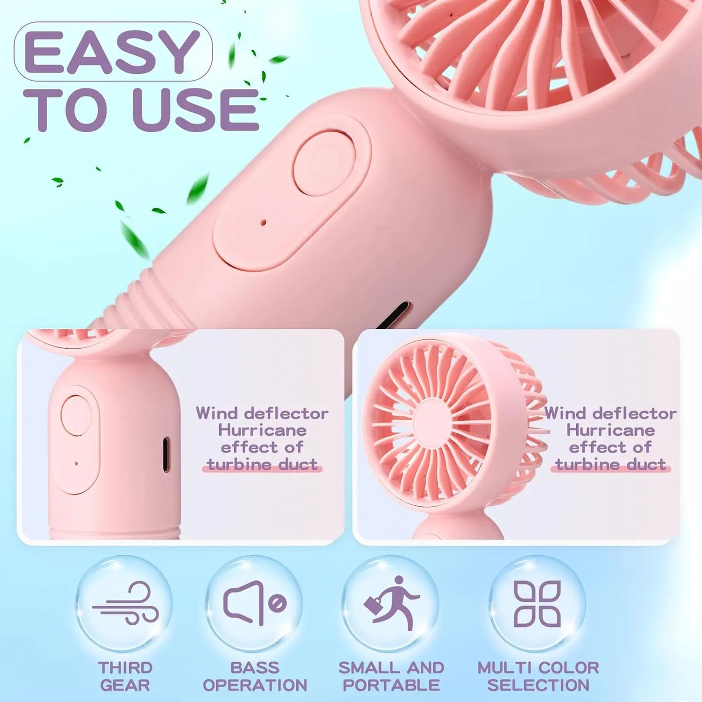 Usb Rechargeable Eyelash Fan, 1 Count Portable Handheld Fan with 3-Speed Wind Adjustment, Personal Multifunctional Fan for Travel, Bedroom, Usb Charging Fan, Usb Cooling Fan, Cordless Fan