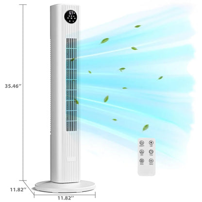 [NOT AC] R.W.FLAME Tower Fan, Oscillation Fan with Remote Control, Standing Fan for Office, 3 Wind Modes, Time Settings, Portable Bladeless Floor Fans for Home with Children/Pets/Elders(36")