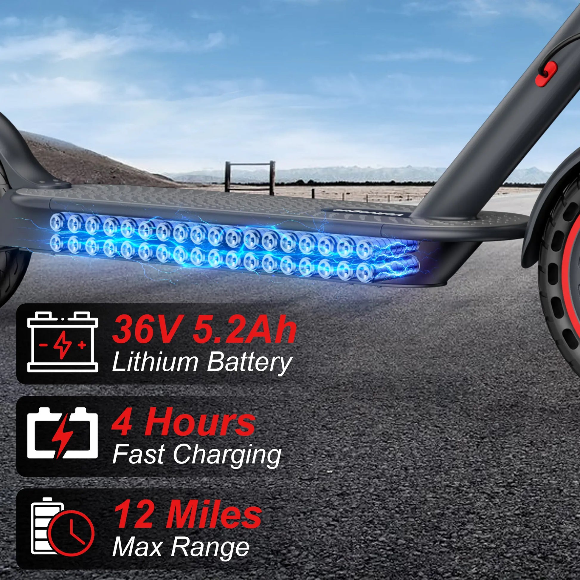 Electric Scooter – 19 MPH Max Speed, , 8.5" Honeycomb Solid Tires, 350W Motor, 12/16/21Miles Range, Foldable Design, Dual Braking System & App Control