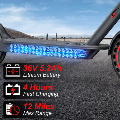 Electric Scooter – 19 MPH Max Speed, , 8.5" Honeycomb Solid Tires, 350W Motor, 12/16/21Miles Range, Foldable Design, Dual Braking System & App Control