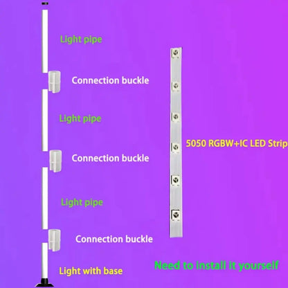 Smart RGB + IC LED Floor Lamp with Remote Control & USB Power Supply, Mobile App Controlled Ambient & Night Light, Wireless Design for Modern Home Decoration, Adjustable RGB Lighting, Christmas Gift, Remote Floor Lamps