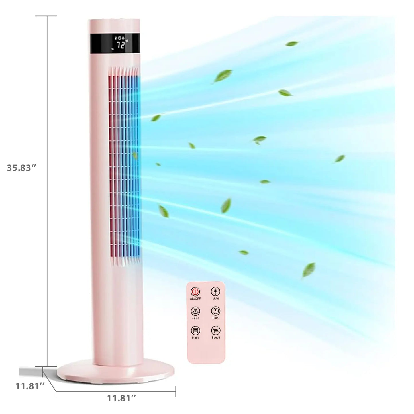 [NOT AC] R.W.FLAME Tower Fan, Oscillation Fan with Remote Control, Standing Fan for Office, 3 Wind Modes, Time Settings, Portable Bladeless Floor Fans for Home with Children/Pets/Elders(36")