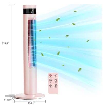 [NOT AC] R.W.FLAME Tower Fan, Oscillation Fan with Remote Control, Standing Fan for Office, 3 Wind Modes, Time Settings, Portable Bladeless Floor Fans for Home with Children/Pets/Elders(36")