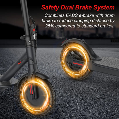 Electric Scooter – 19 MPH Max Speed, , 8.5" Honeycomb Solid Tires, 350W Motor, 12/16/21Miles Range, Foldable Design, Dual Braking System & App Control