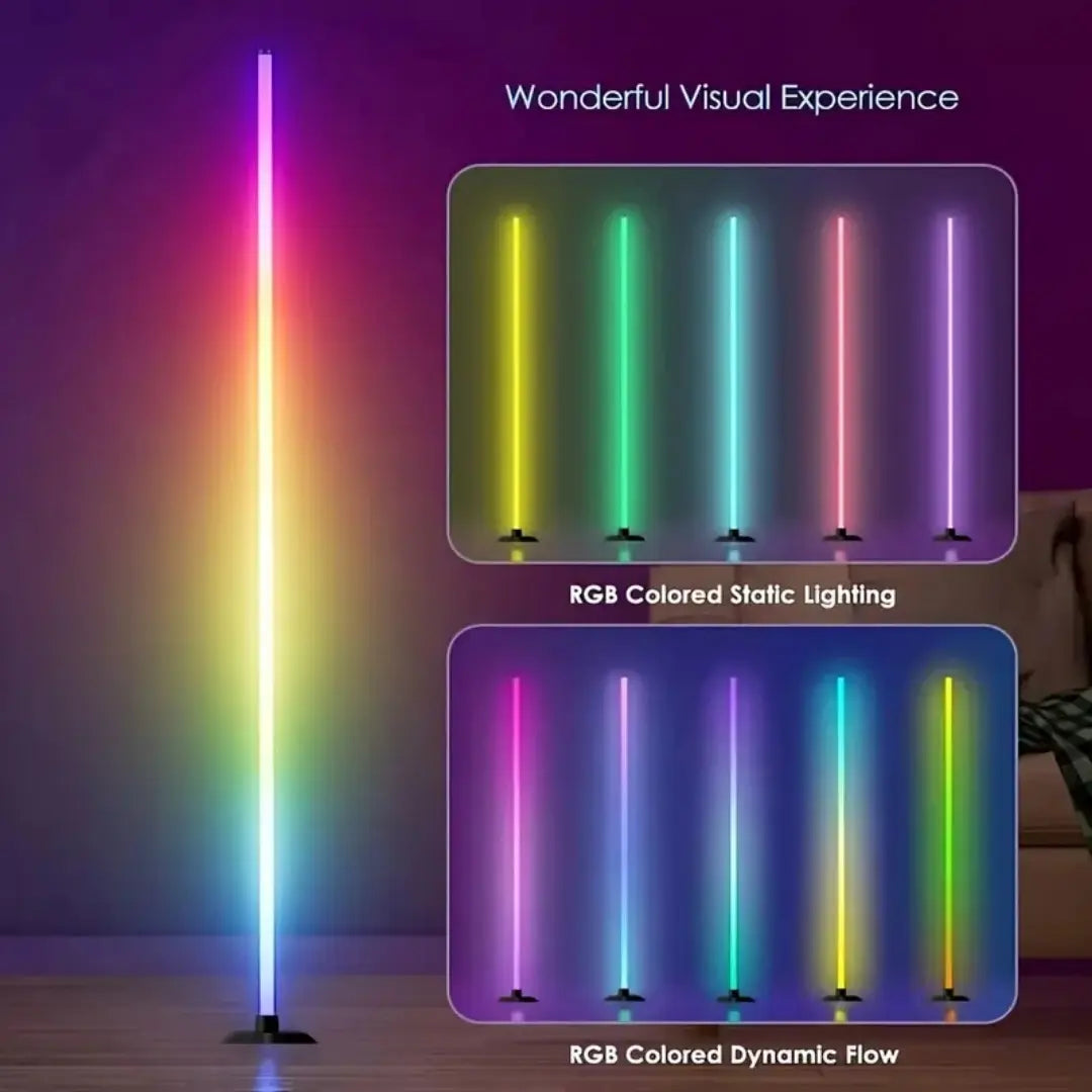 Smart RGB + IC LED Floor Lamp with Remote Control & USB Power Supply, Mobile App Controlled Ambient & Night Light, Wireless Design for Modern Home Decoration, Adjustable RGB Lighting, Christmas Gift, Remote Floor Lamps