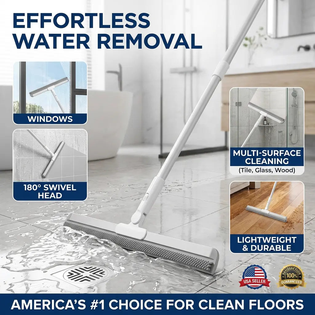 Multifunction Floor Squeegee, High-Density Silicone Magic Broom, Pet Hair Remover for Carpet, Window, Bathroom Kitchen Floor, Streak-Free Water & Dust Sweeper