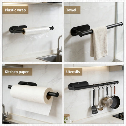 DGAPHRO Paper Towel Holder,Self Adhesive or Drilling Paper Towel Holders under Cabinet,Sus304 Stainless Steel, Space-Saving, Easy Installation for Kitchen, RV & Bathroom-13" Towel Rack for Rolls, Plastic Wrap & More.