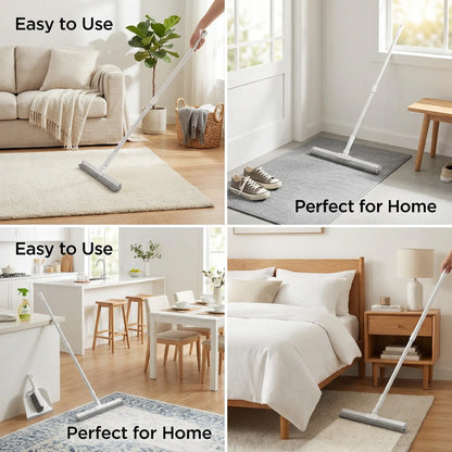 Multifunction Floor Squeegee, High-Density Silicone Magic Broom, Pet Hair Remover for Carpet, Window, Bathroom Kitchen Floor, Streak-Free Water & Dust Sweeper