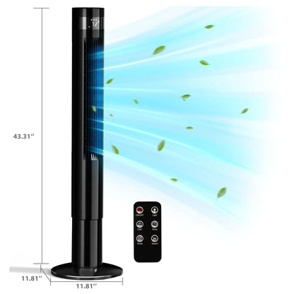 [NOT AC] R.W.FLAME Tower Fan, Oscillation Fan with Remote Control, Standing Fan for Office, 3 Wind Modes, Time Settings, Portable Bladeless Floor Fans for Home with Children/Pets/Elders(36")