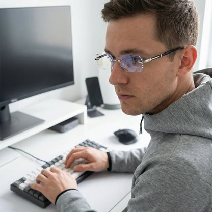 Rimless Reading Glasses, Anti-Uv & Blue Light Blocking Glasses for Mobile Phones and Computers