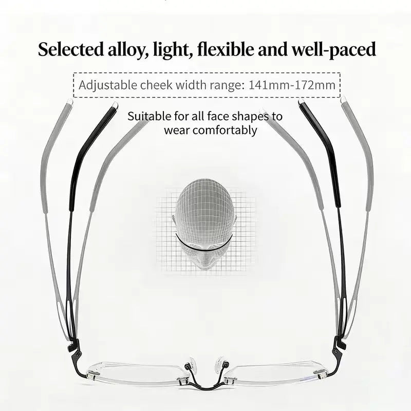 Rimless Reading Glasses, Anti-Uv & Blue Light Blocking Glasses for Mobile Phones and Computers