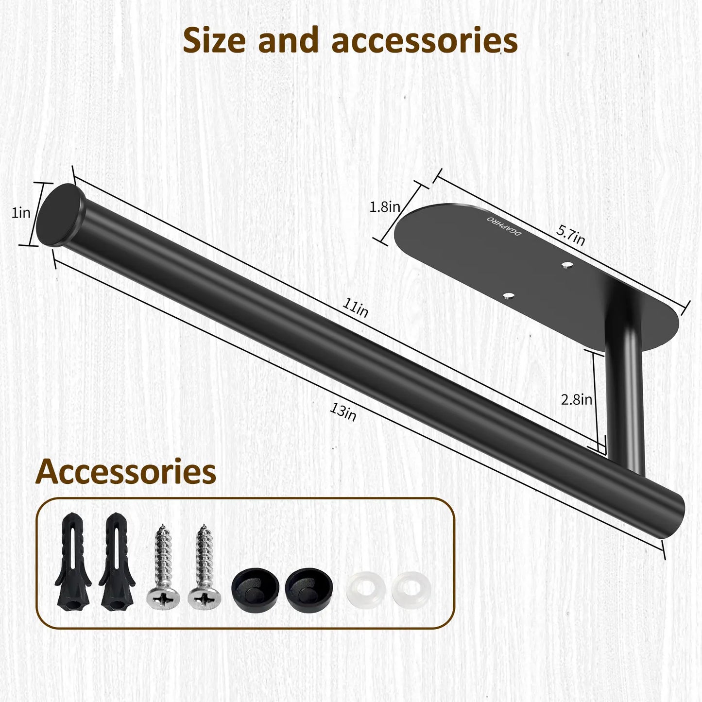 DGAPHRO Paper Towel Holder,Self Adhesive or Drilling Paper Towel Holders under Cabinet,Sus304 Stainless Steel, Space-Saving, Easy Installation for Kitchen, RV & Bathroom-13" Towel Rack for Rolls, Plastic Wrap & More.