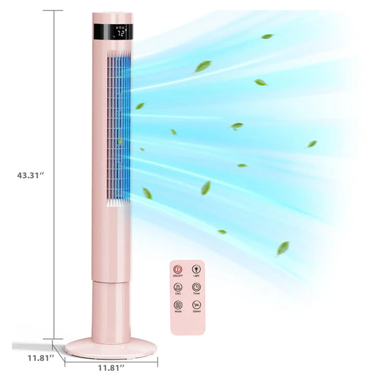 [NOT AC] R.W.FLAME Tower Fan, Oscillation Fan with Remote Control, Standing Fan for Office, 3 Wind Modes, Time Settings, Portable Bladeless Floor Fans for Home with Children/Pets/Elders(36")