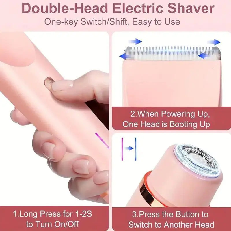 Electric Bikini Trimmer for Women, Rechargeable 2 in 1 Body & Facial Hair Removal, Waterproof Wet & Dry Use Trimmer for Women