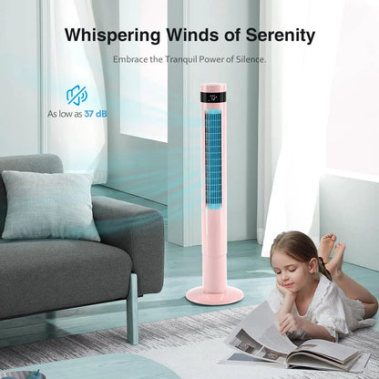 [NOT AC] R.W.FLAME Tower Fan, Oscillation Fan with Remote Control, Standing Fan for Office, 3 Wind Modes, Time Settings, Portable Bladeless Floor Fans for Home with Children/Pets/Elders(36")