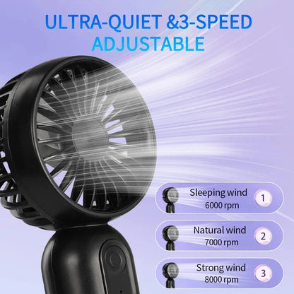 Usb Rechargeable Eyelash Fan, 1 Count Portable Handheld Fan with 3-Speed Wind Adjustment, Personal Multifunctional Fan for Travel, Bedroom, Usb Charging Fan, Usb Cooling Fan, Cordless Fan