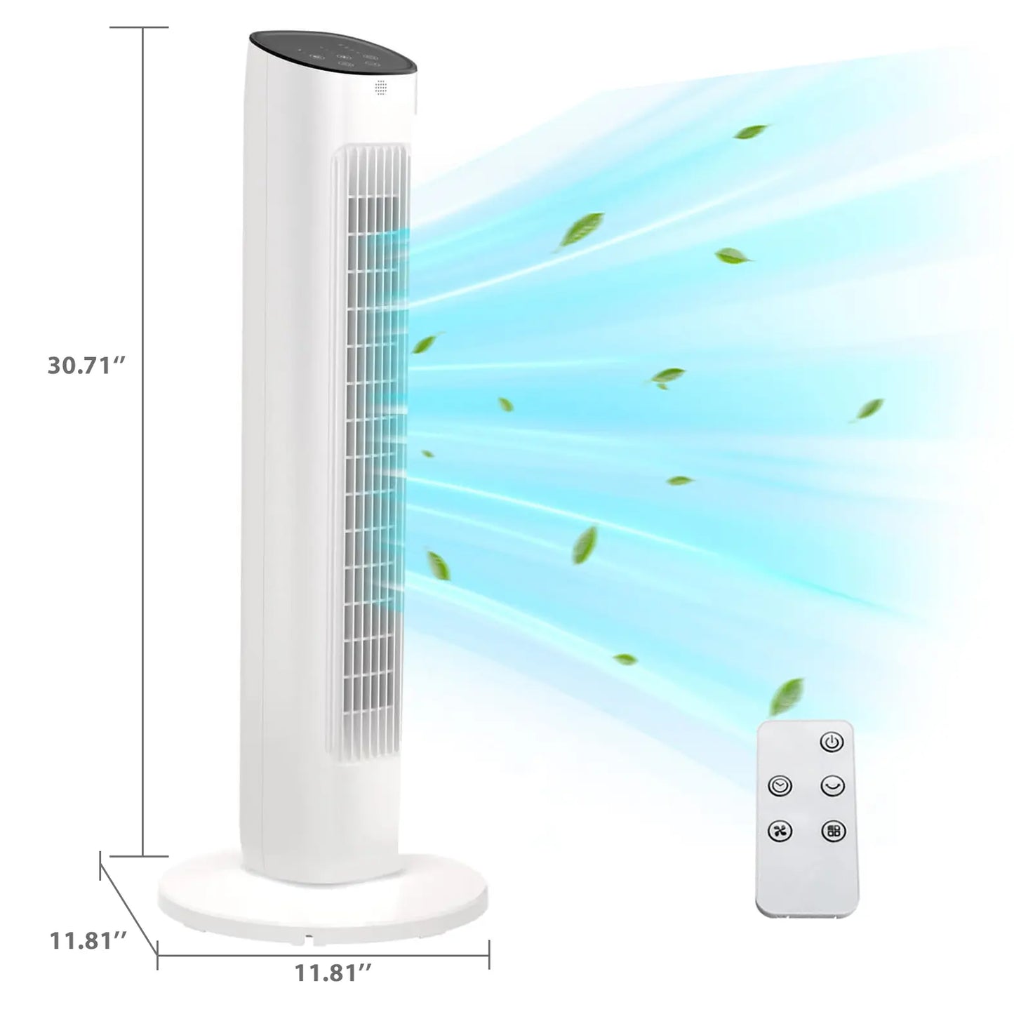 [NOT AC] R.W.FLAME Tower Fan, Oscillation Fan with Remote Control, Standing Fan for Office, 3 Wind Modes, Time Settings, Portable Bladeless Floor Fans for Home with Children/Pets/Elders(36")