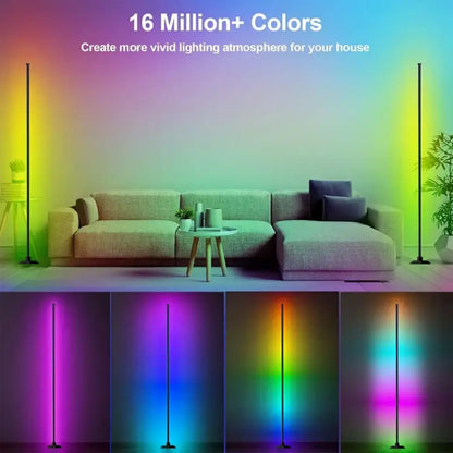 Smart RGB + IC LED Floor Lamp with Remote Control & USB Power Supply, Mobile App Controlled Ambient & Night Light, Wireless Design for Modern Home Decoration, Adjustable RGB Lighting, Christmas Gift, Remote Floor Lamps