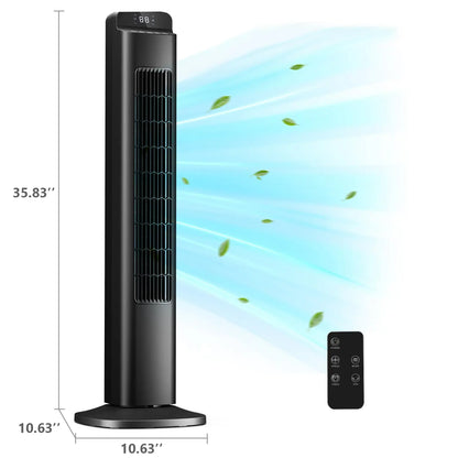 [NOT AC] R.W.FLAME Tower Fan, Oscillation Fan with Remote Control, Standing Fan for Office, 3 Wind Modes, Time Settings, Portable Bladeless Floor Fans for Home with Children/Pets/Elders(36")