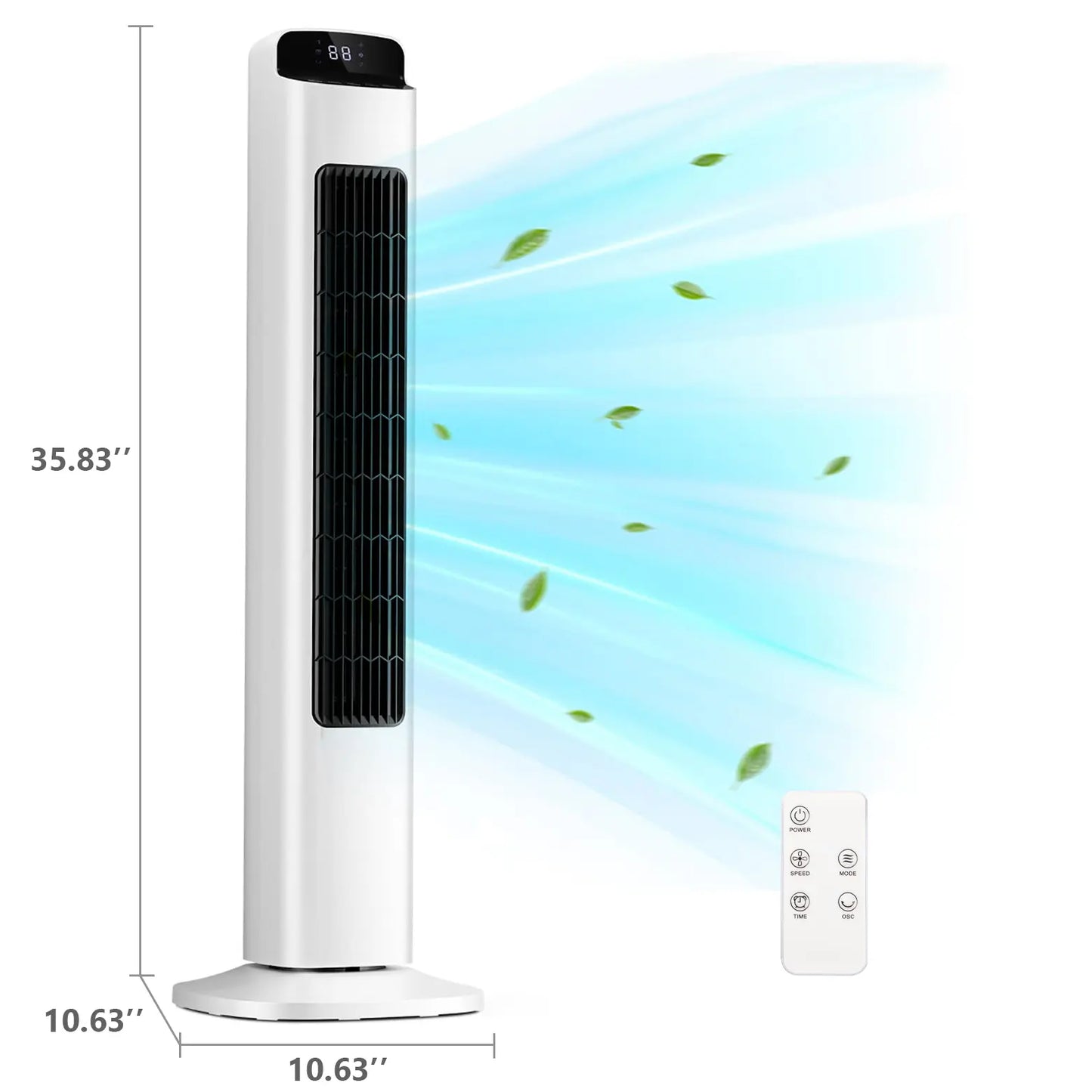 [NOT AC] R.W.FLAME Tower Fan, Oscillation Fan with Remote Control, Standing Fan for Office, 3 Wind Modes, Time Settings, Portable Bladeless Floor Fans for Home with Children/Pets/Elders(36")