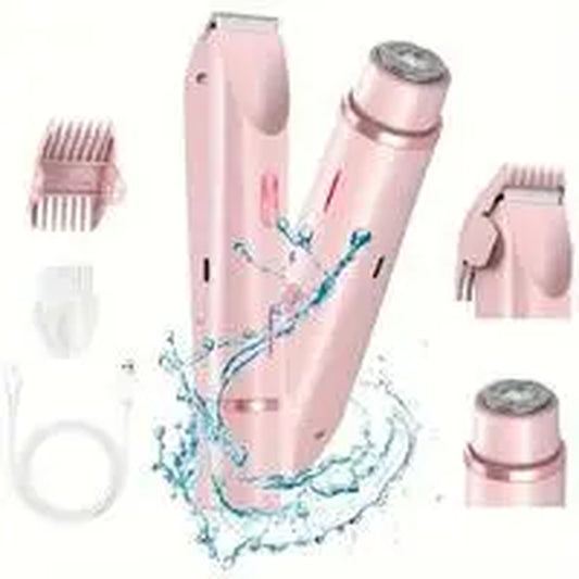 Electric Bikini Trimmer for Women, Rechargeable 2 in 1 Body & Facial Hair Removal, Waterproof Wet & Dry Use Trimmer for Women