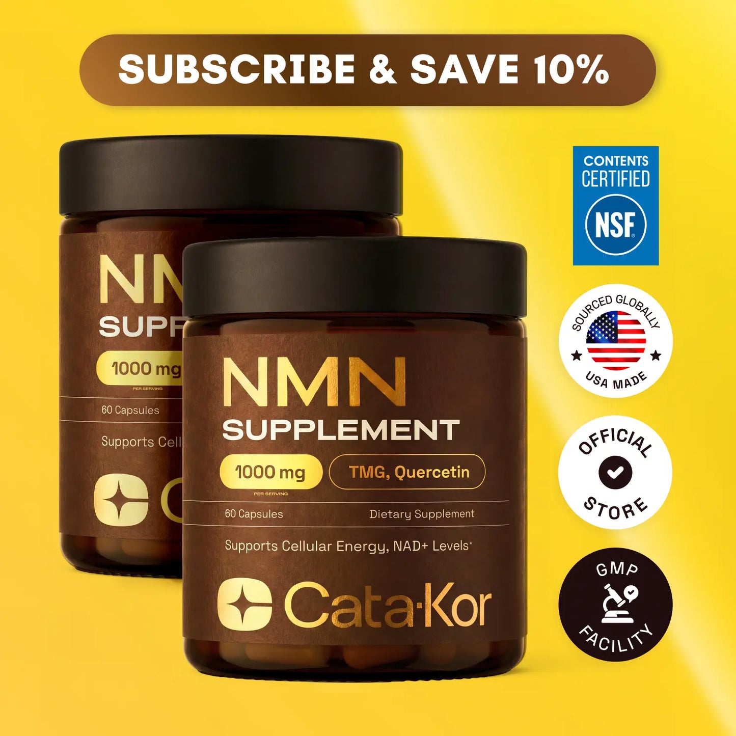Cata-Kor NMN Supplement – 1000 Mg | Quercetin | TMG | Resveratrol Complex – Supports Cellular Energy & NAD+ Levels - Vitamin Dietary Supplement Healthcare